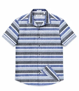 Áo Sơ Mi Linen Cotton Sọc Ngang Tay Ngắn